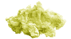 A cloud of yellow smoke against a white background.