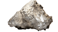 A large, rough, gray rock with jagged edges.