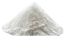 A pile of white granular substance on a white background.
