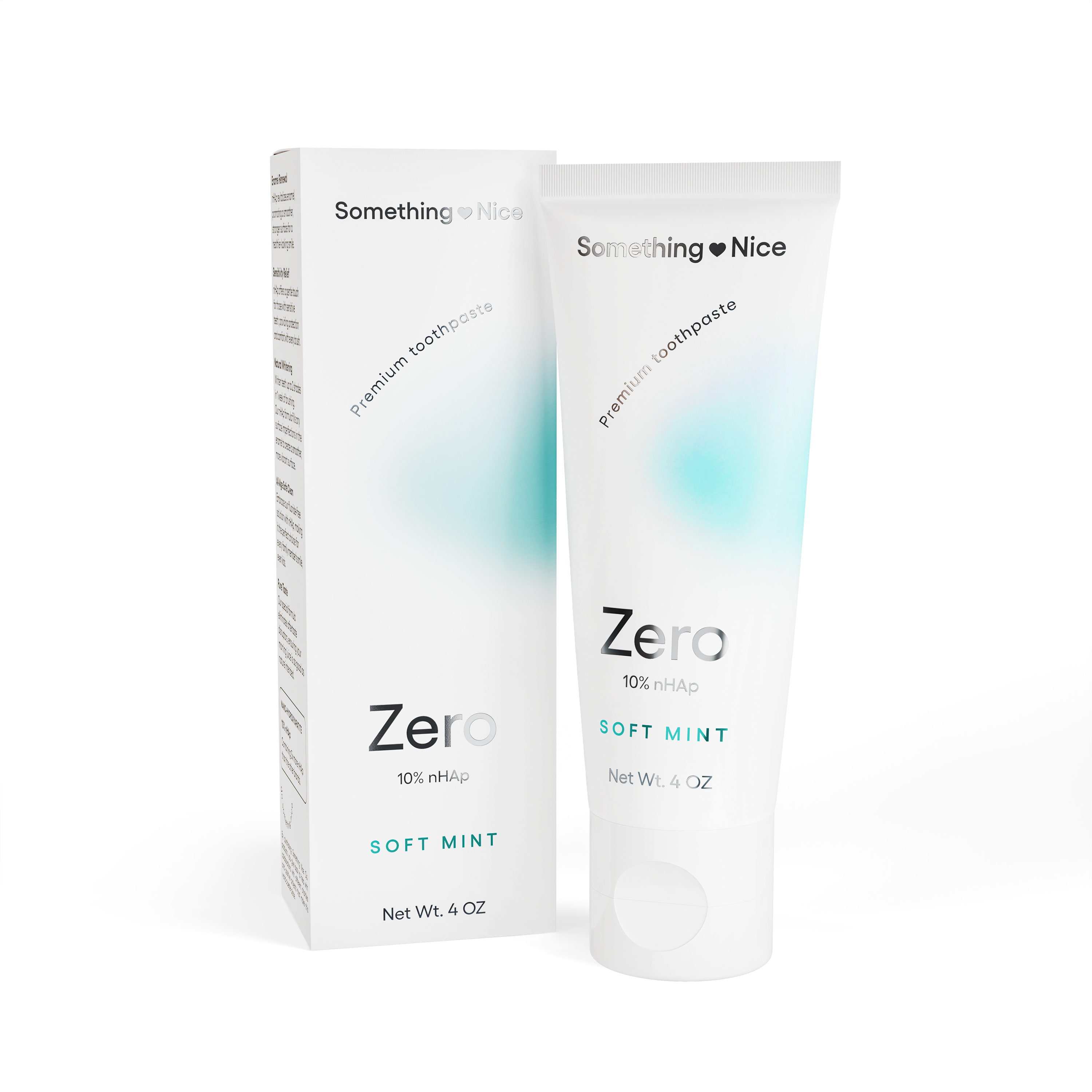 Toothpaste tube and box labeled 'Zero' and 'Soft Mint'.