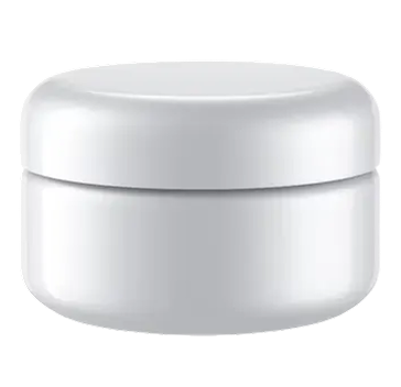 A white, round cosmetic jar with a smooth surface.