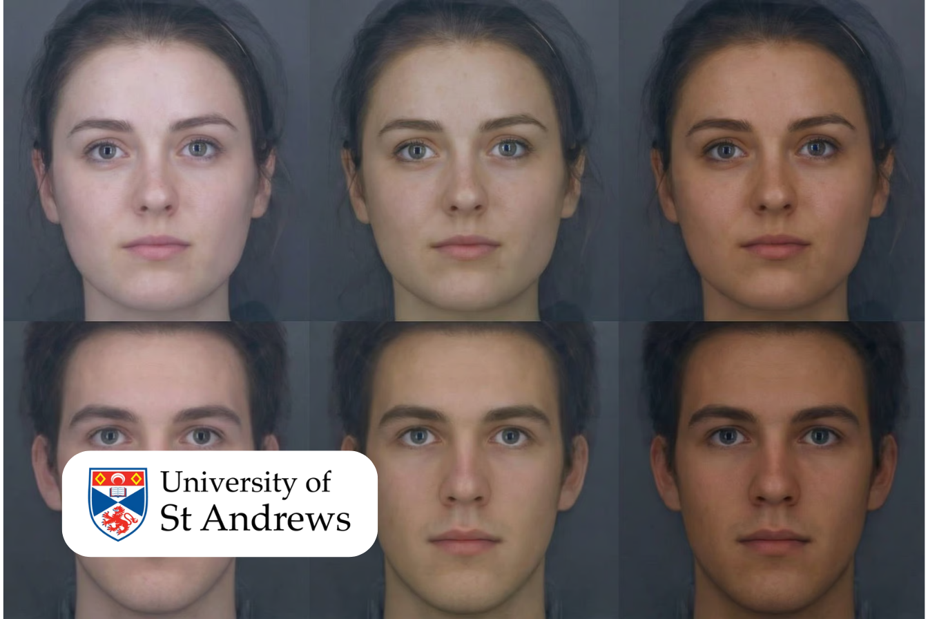 A grid of six faces, a woman and a man, each shown with three progressively tanner skin tones.