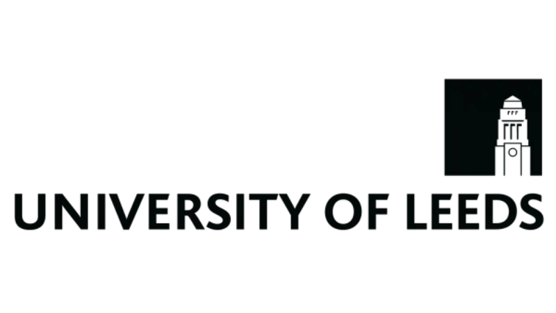University of Leeds logo with stylized building illustration.