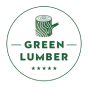 Green Lumber logo with a tree stump illustration.