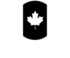Black shield with a white maple leaf, text: 'Health Canada Registered'.