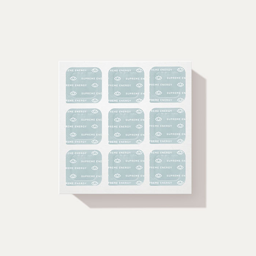 Grid of teal stickers with text, on a white background.