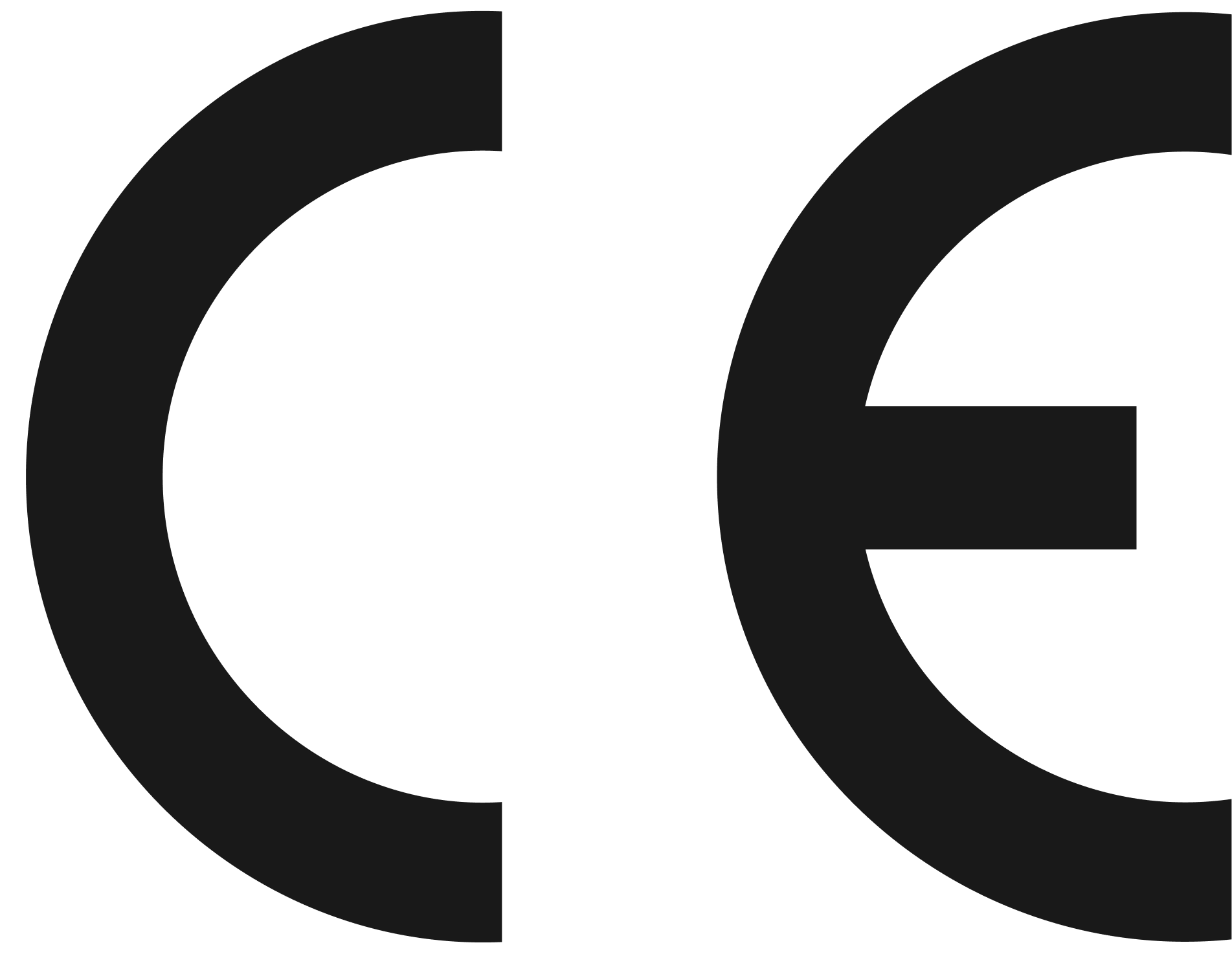 Black letters 'CE' on a white background.