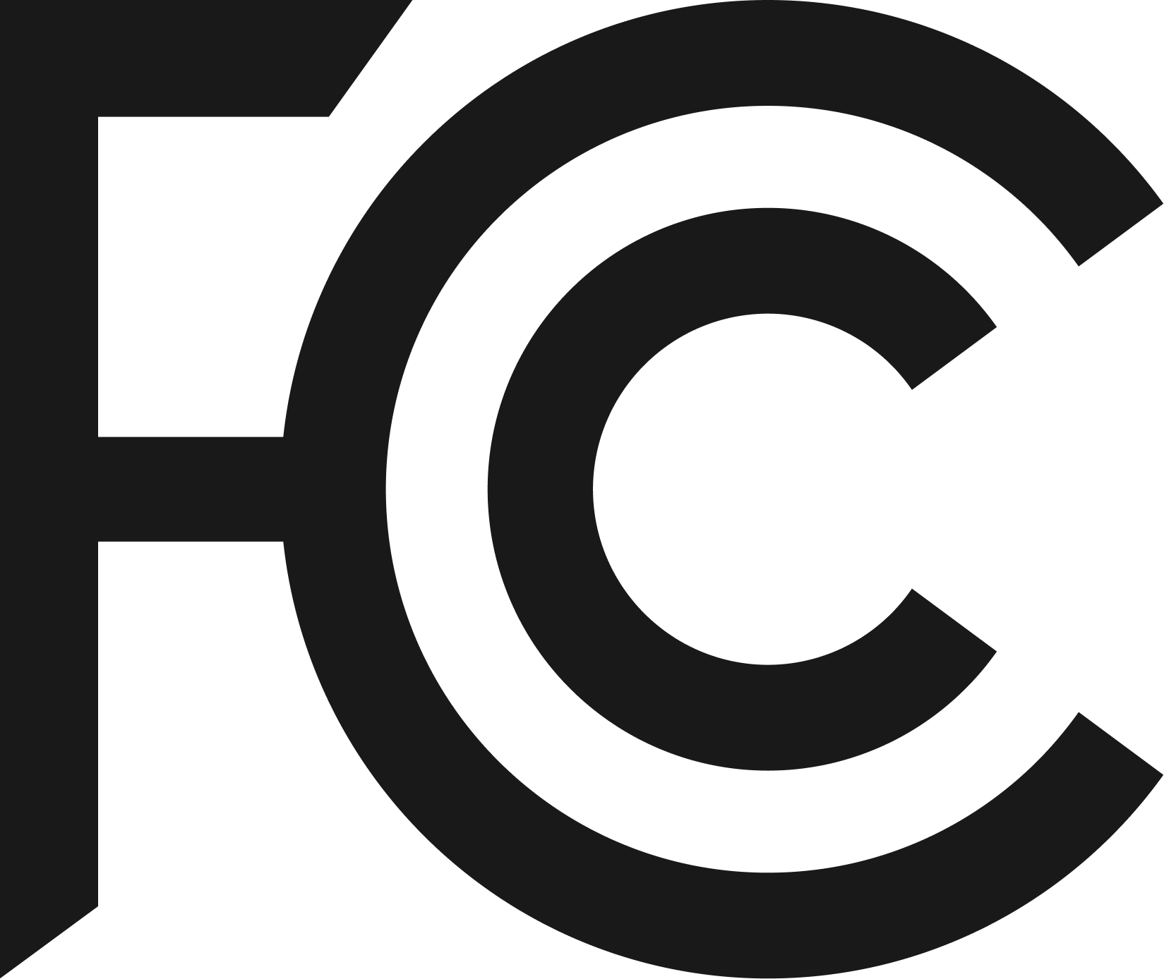 Black logo with curved lines and the letters 'FC'.