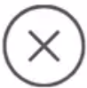 A simple gray circle with an 'X' inside.