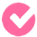 Pink check mark inside a circular arrow.