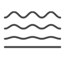 A graphic icon with three wavy lines above a straight line on a green background.