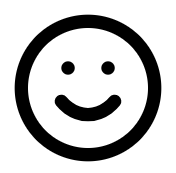A simple black outline icon of a smiley face on a white background.