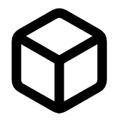 A simple black outline of a cube with rounded corners.