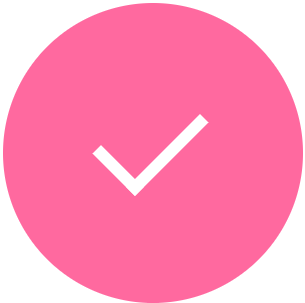 Pink circle with a white checkmark in the center.