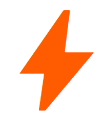 An orange lightning bolt icon on a white background.