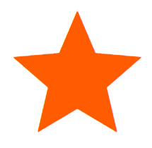 An orange five-pointed star on a white background.