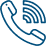 Blue phone icon with sound waves.