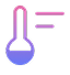 Gradient thermometer icon with pink and purple colors.