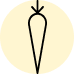 Simple line drawing of a carrot inside a circle on a beige background.