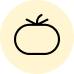 Simple line drawing of a tomato on a beige background.