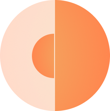 Abstract orange circle with a gradient and a smaller central circle.