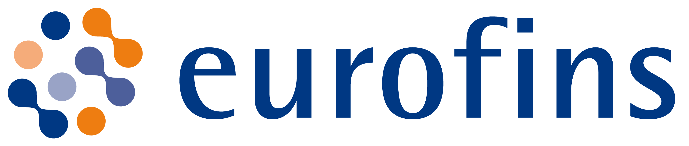 The logo for the company Eurofins, which features a colorful abstract design next to the name in blue.