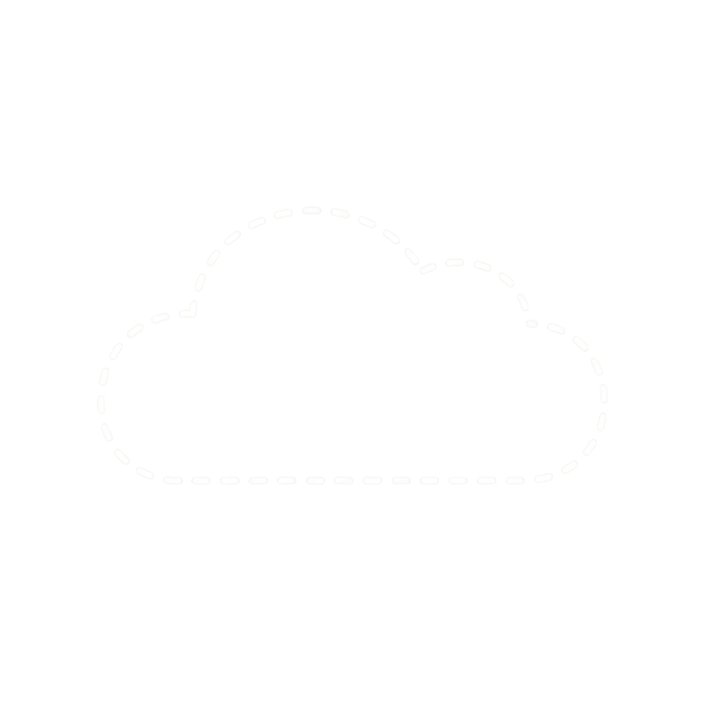 Dashed outline of a cloud on a black background.