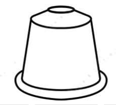Outline drawing of a coffee capsule on a transparent background.