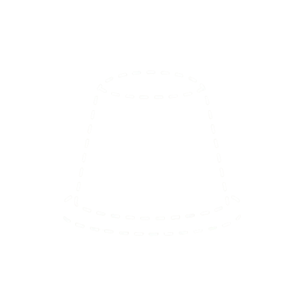 Dashed outline of a conical shape on a black background.