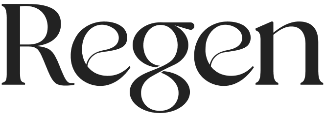 'Logo of Regen with elegant black text on a transparent background.'