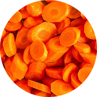 Sliced orange carrots in a circular arrangement.
