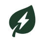 A dark green leaf icon with a white lightning bolt in the center.