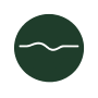 A white wavy line inside a dark green circle.