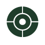 A dark green circular icon resembling a target or crosshairs.