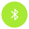 Bluetooth logo inside a green circle on a black background.