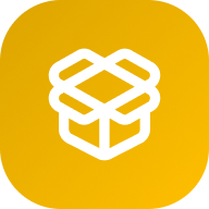 A white line art icon of an open box on a solid yellow background with rounded corners.