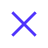 A purple X icon with a soft glow on a white background.