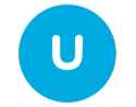 Blue circle with a white letter 'U' in the center.