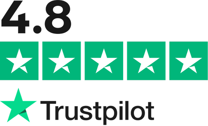 Trustpilot rating of 4.8 out of 5 stars.
