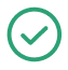 Green checkmark icon on a transparent background.