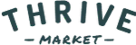 The Thrive Market logo in dark teal text on a black background.