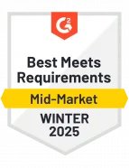 Badge with text: 'Best Meets Requirements Mid-Market Winter 2025'.