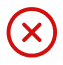 Red circle with a white cross inside, indicating an error or close symbol.