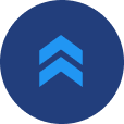 Blue circle with two upward chevrons icon.