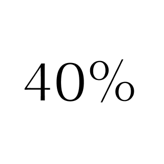 Black text '40%' on a white circular background.
