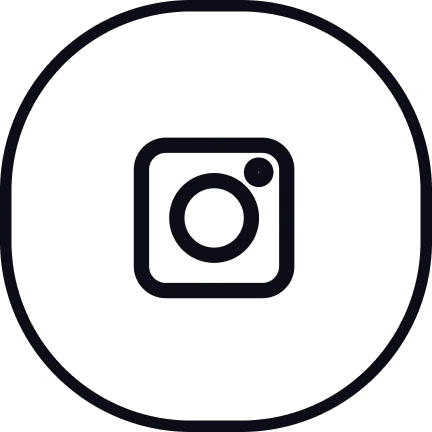 A black and white line drawing of the Instagram camera logo inside a circle.