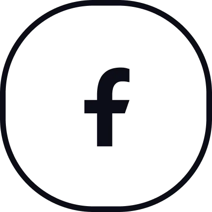 A black and white icon of the Facebook logo, showing a lowercase 'f' in a circle.