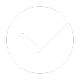 A white circle with a black checkmark inside on a black background.