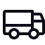 A dark line icon of a delivery truck.