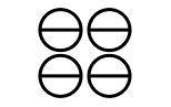 Four circles in a 2x2 grid, each with a horizontal line through the middle.